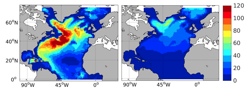 a map of the ocean simulated in the study