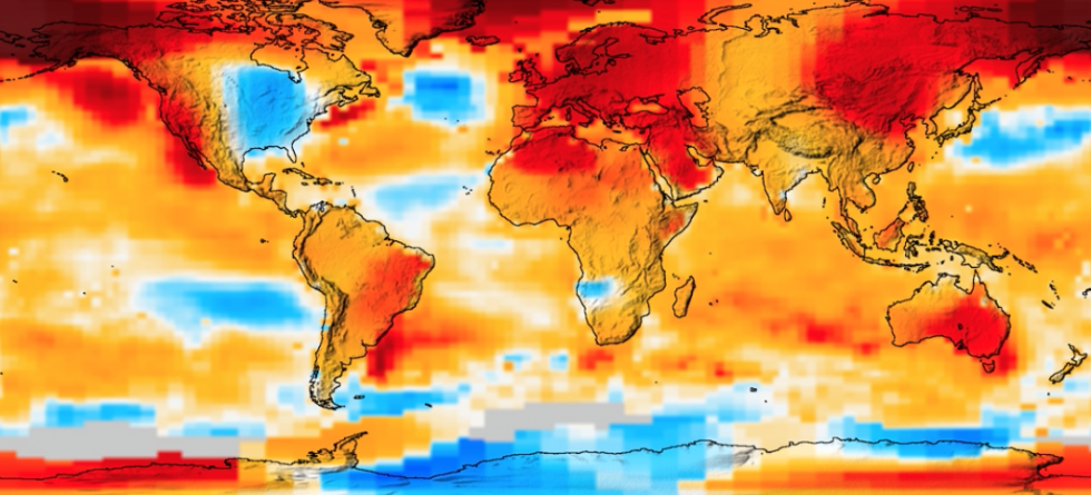 Global temperature 2014, Data NASA/GISS. Illustration: prof. Helge Drange, UiB/ Bjerknes Centre  